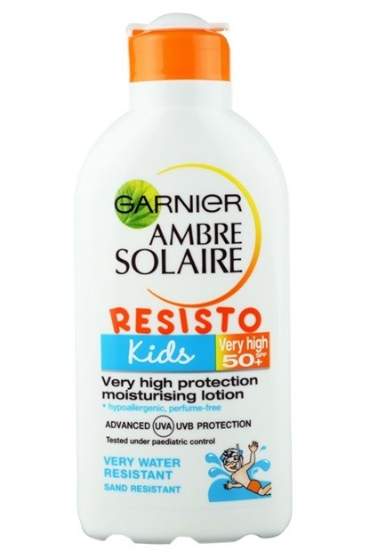 Garnier Ambre Solaire Resisto Kids napvédő tej gyermekeknek SPF 50+  200 ml