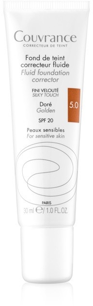 Avène Couvrance folyékony fedő make-up SPF 20 árnyalat 5.0 Golden 30 ml