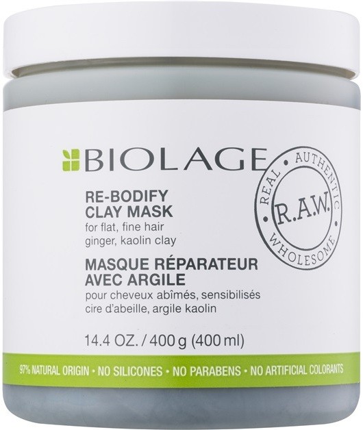 Biolage RAW Uplift agyagos maszk finom és lesimuló hajra parabénmentes és szilikonmentes  400 ml