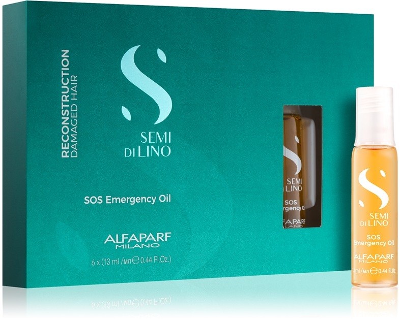 Alfaparf Milano Semi di Lino Reconstruction SOS Emergency Oil hajápoló a sérült haj megújítására  ampullákban  6 x 13 ml