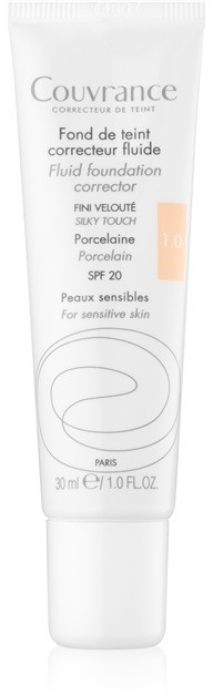 Avène Couvrance folyékony fedő make-up SPF 20 árnyalat 1.0 Porcelain 30 ml