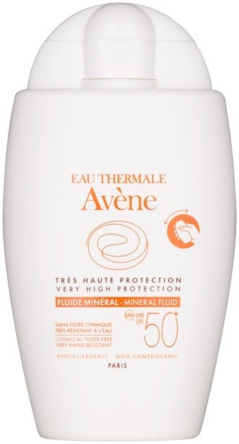 Avène Sun Mineral védő folyadék kémiai szűrőktől mentes SPF 50+  40 ml