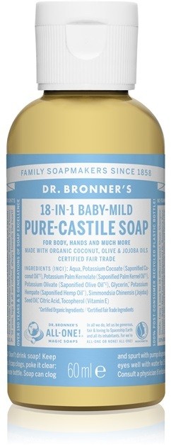 Dr. Bronner's Baby-Mild folyékony univerzális szappan parfümmentes  60 ml