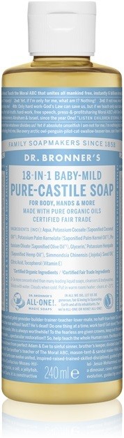 Dr. Bronner's Baby-Mild folyékony univerzális szappan parfümmentes  240 ml