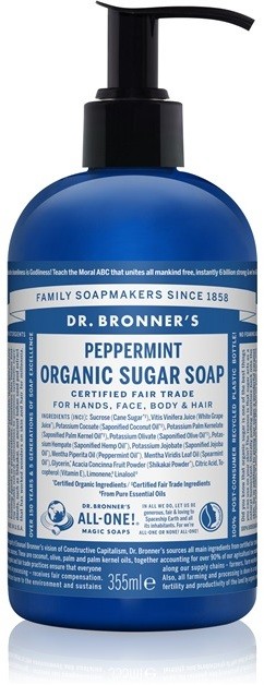 Dr. Bronner's Peppermint folyékony szappan testre és hajra  355 ml