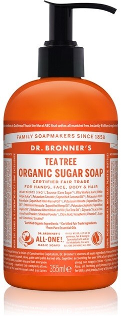 Dr. Bronner's Tea Tree folyékony szappan testre és hajra  355 ml