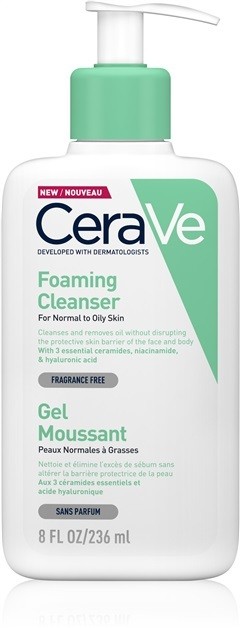 CeraVe Cleansers tisztító habzó gél normál és zsíros bőrre  236 ml