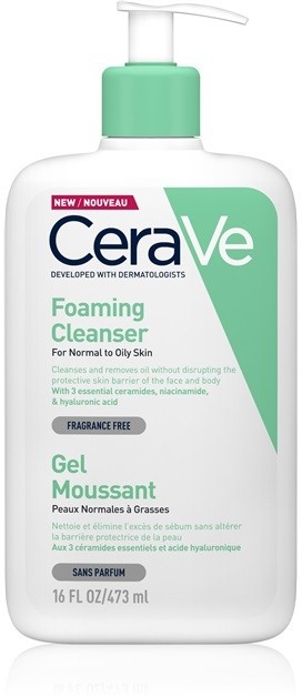 CeraVe Cleansers tisztító habzó gél normál és zsíros bőrre  473 ml