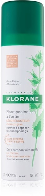 Klorane Nettle száraz sampon zsíros és sötét hajra  150 ml