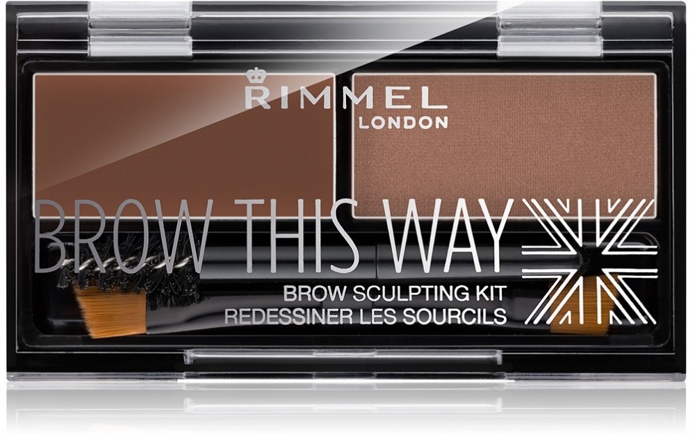 Rimmel Brow This Way paletta a szemöldök sminkeléséhez árnyalat 002 Medium Brown 2,4 g