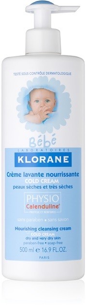 Klorane Bébé Cold Cream tápláló tisztító tej Száraz, nagyon száraz bőrre  500 ml