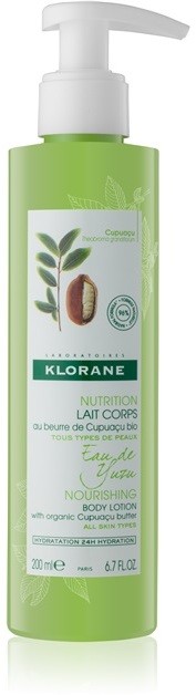 Klorane Cupuaçu Eau de Yuzu gyengéden hidratáló és tápláló tej a testre  200 ml