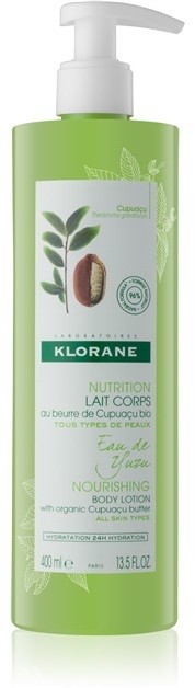 Klorane Cupuaçu Eau de Yuzu gyengéden hidratáló és tápláló tej a testre  400 ml