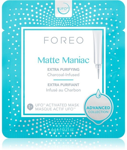 FOREO UFO™ Matte Maniac tisztító maszk aktív szénnel matt hatásért  6 x 6 g