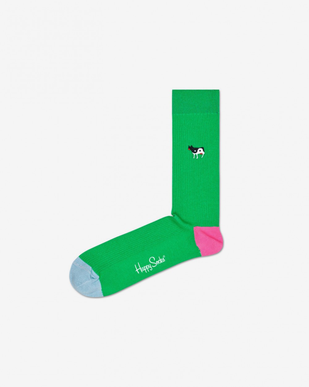 Ribb Embroidery Yin Yang Cow Zokni Happy Socks