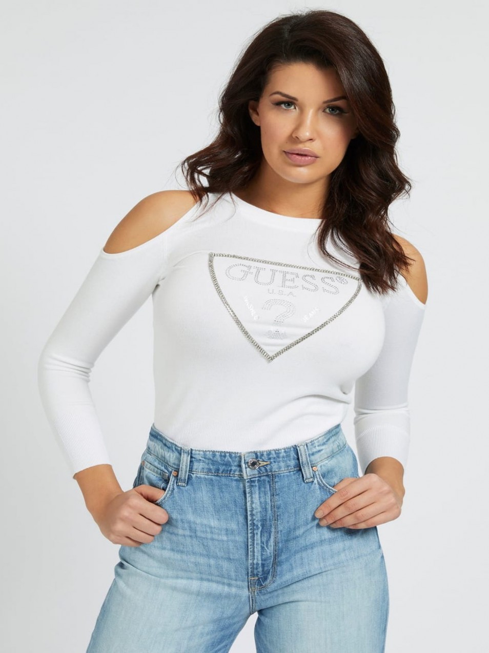 Cut-Out Sleeves Triangle Logo Pulóver Guess