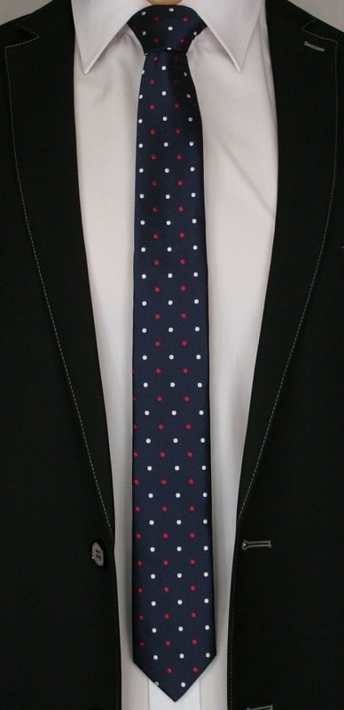 Sötét kék színes pöttyös nyakkendő