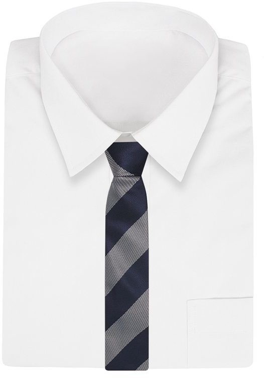 Sötét kék vastag csíkos mintás nyakkendő