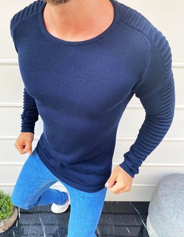 Trendi sötét kék pulóver