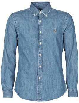Hosszú ujjú ingek Polo Ralph Lauren CHEMISE CINTREE SLIM FIT EN JEAN DENIM BOUTONNE LOGO PONY PLAYER