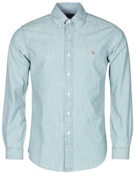 Hosszú ujjú ingek Polo Ralph Lauren CHEMISE AJUSTEE EN CHAMBRAY DENIM COL BOUTONNE LOGO PONY PLAYER