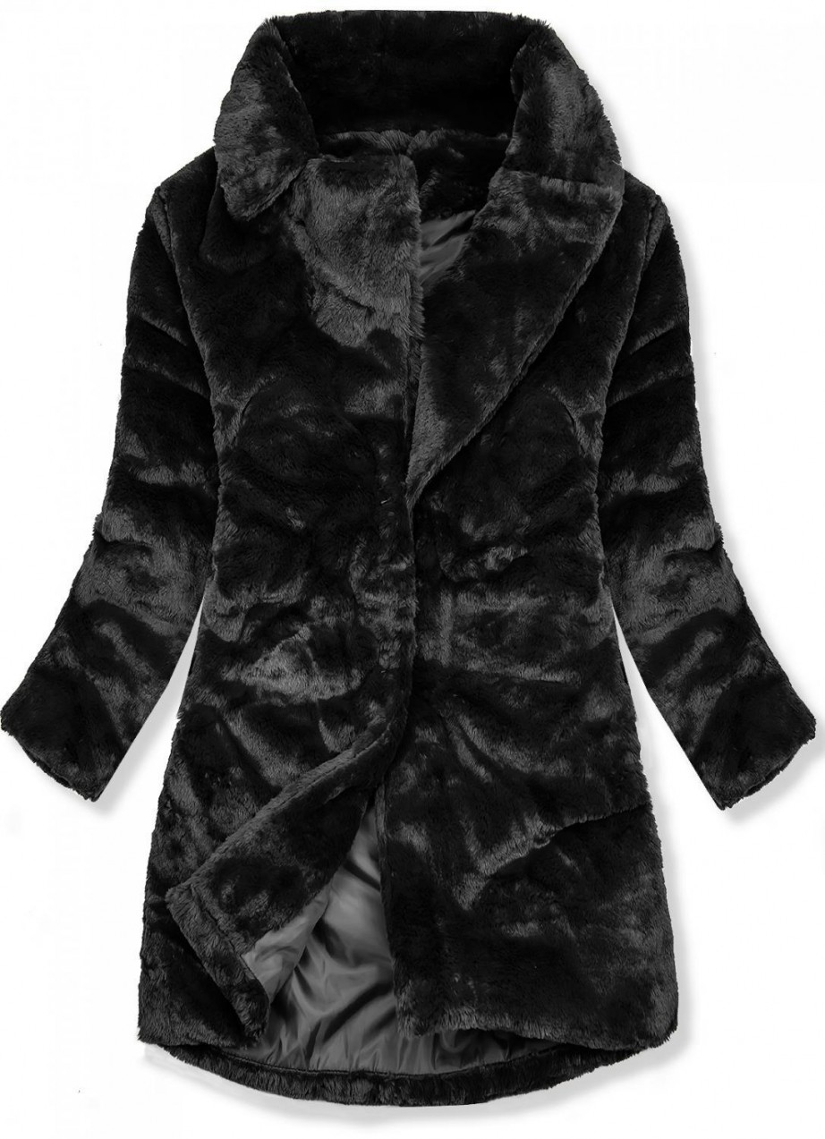 Fekete színű teddy kabát
