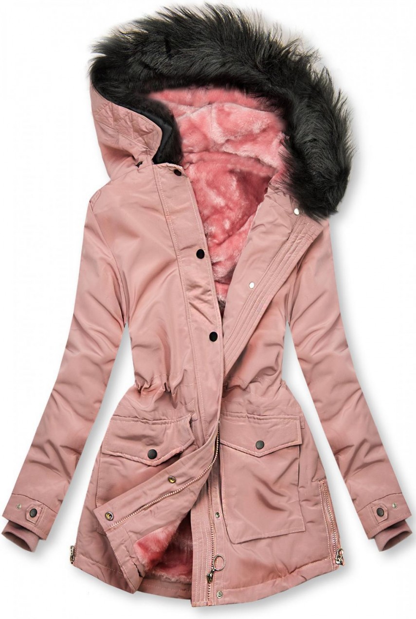 Rózsaszínű kabát plüss béléssel