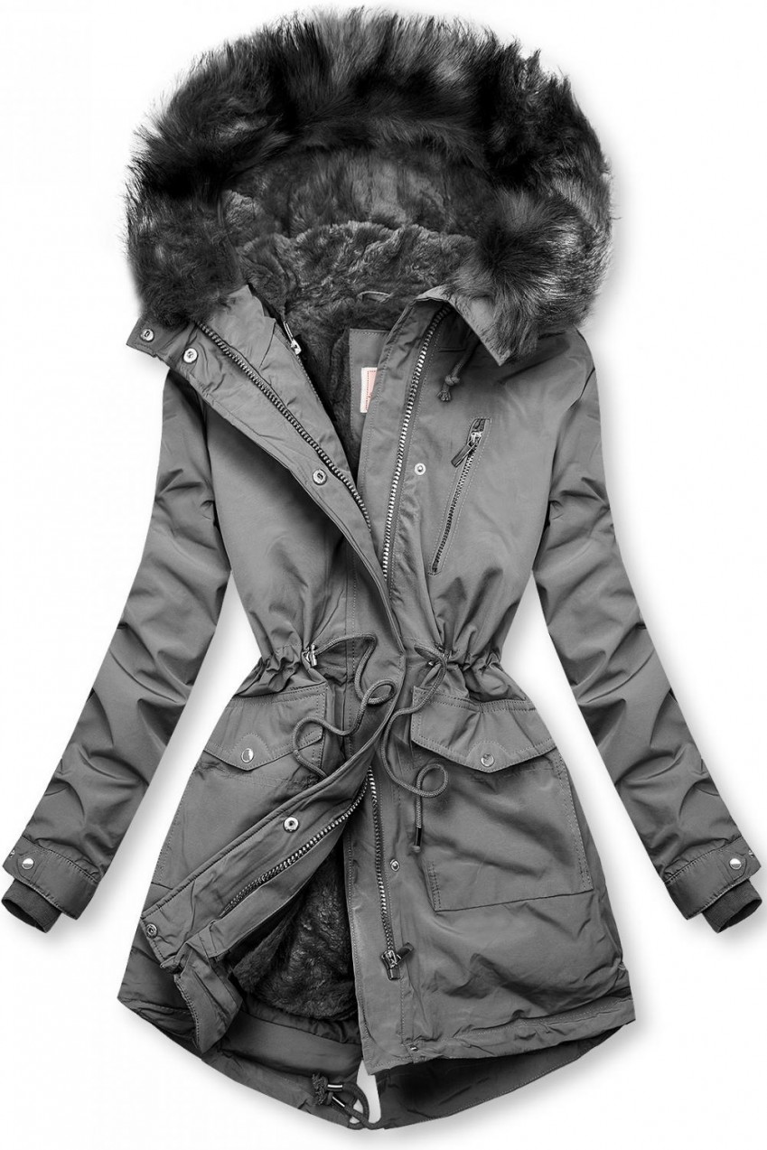 Parka kabát levehető béléssel - szürke színű
