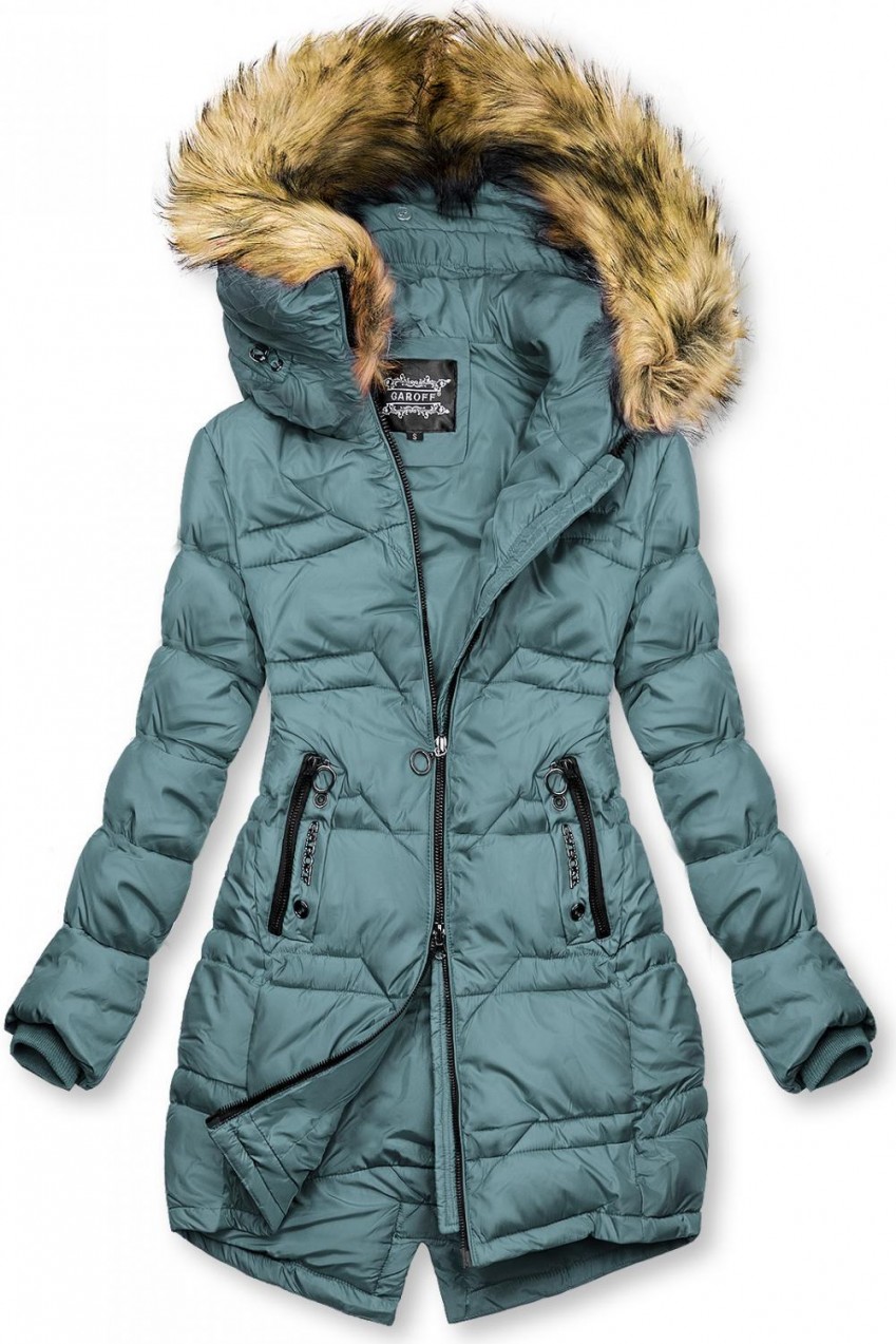 Türkizzöld színű steppelt kabát az őszi/téli szezonra