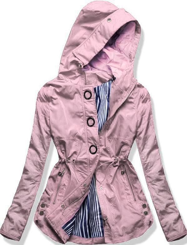 Rózsaszínű könnyű tavaszi parka kabát
