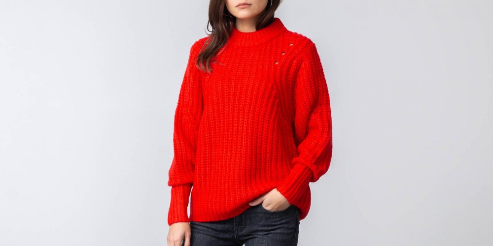 SELECTED Ginna Longsleeve Knit O-Neck Pullover True Red