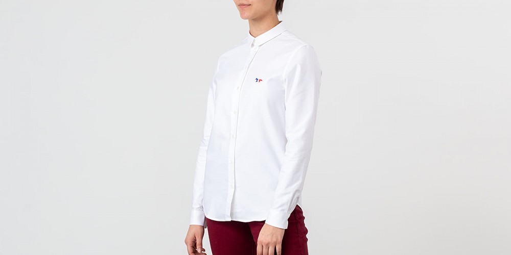 MAISON KITSUNÉ Oxford Tricolor Fox Patch Classic Shirt White