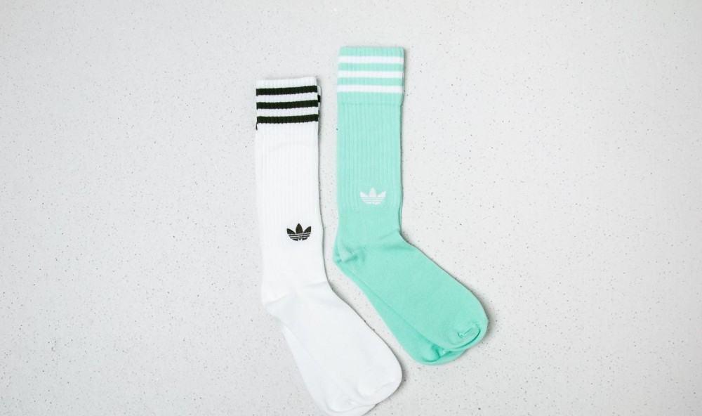 adidas Solid Crew Sock 2 Pack Clear Mint/ White/ White/ Night Cargo