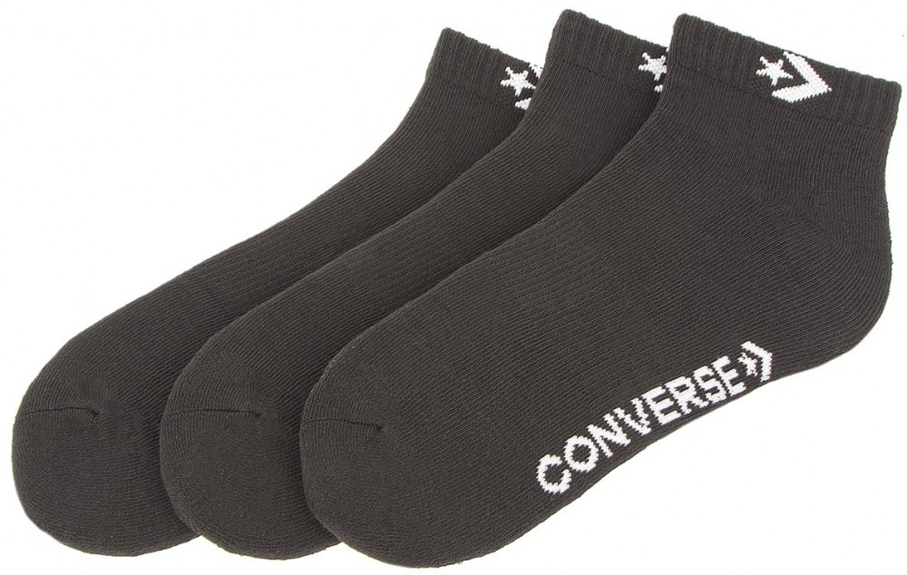 Három pár rövid női zokni CONVERSE - E725B-3010 Fekete