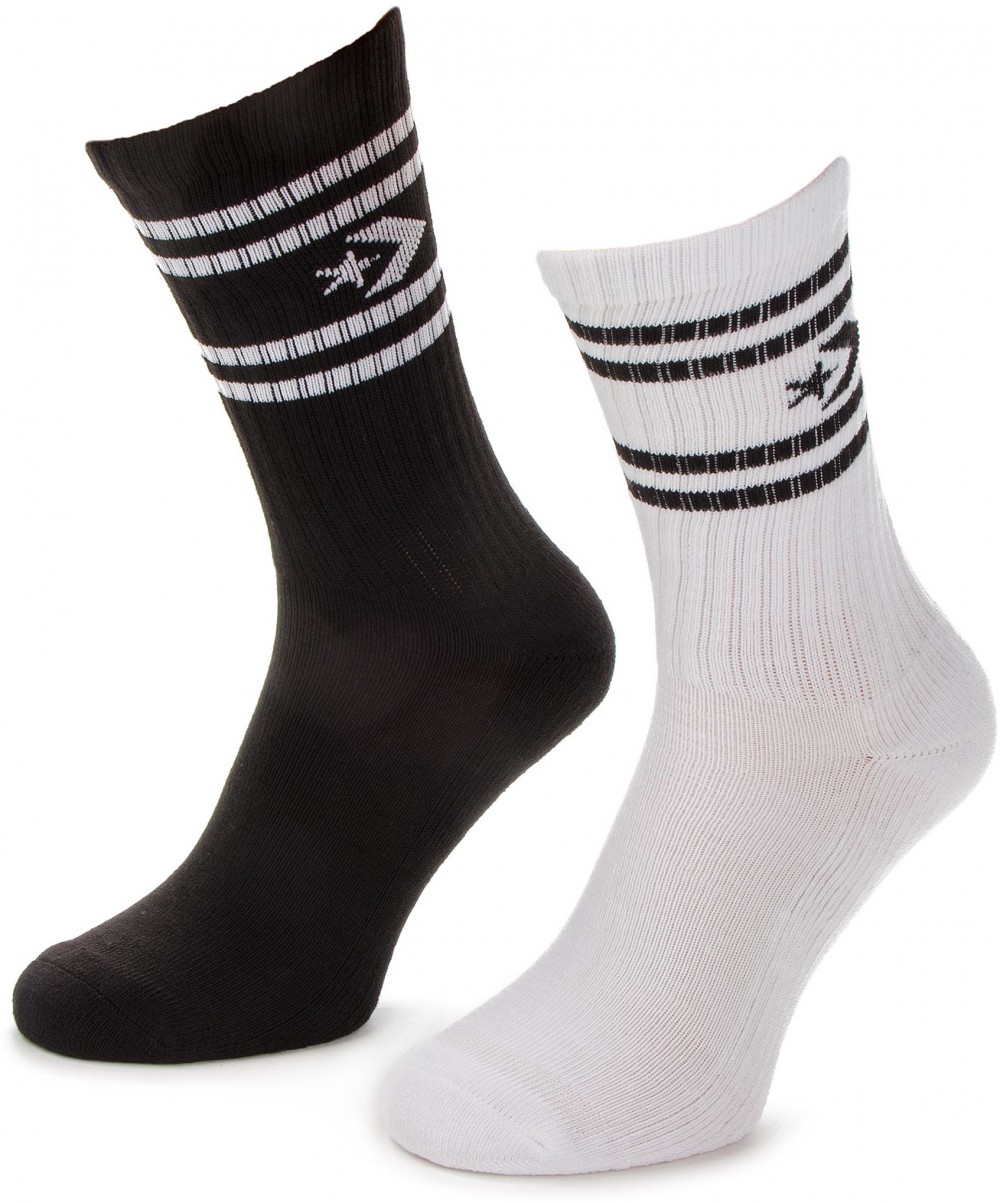 Két pár hosszú szárú unisex zokni CONVERSE - E729A-2010 Fehér Fekete