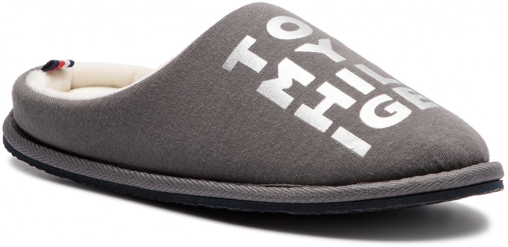Zártpapucs TOMMY HILFIGER - Metallic Print Home Slipper FW0FW04181 Dark Grey 023
