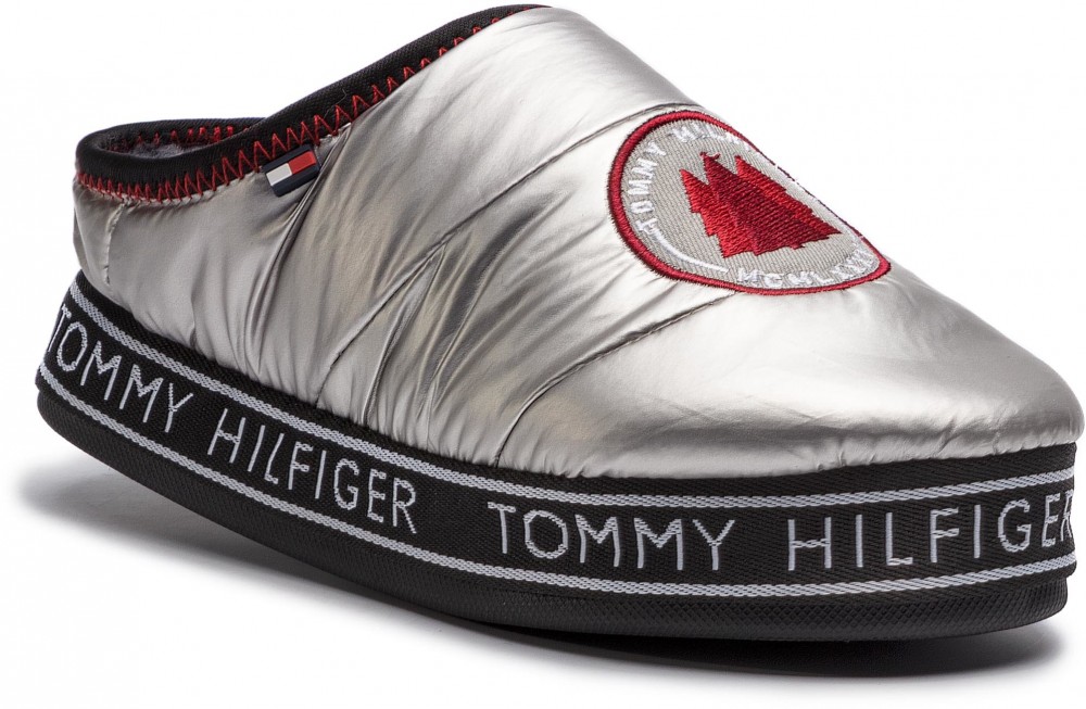 Zártpapucs TOMMY HILFIGER - Downslipper Patch FW0FW04182 Silver 000