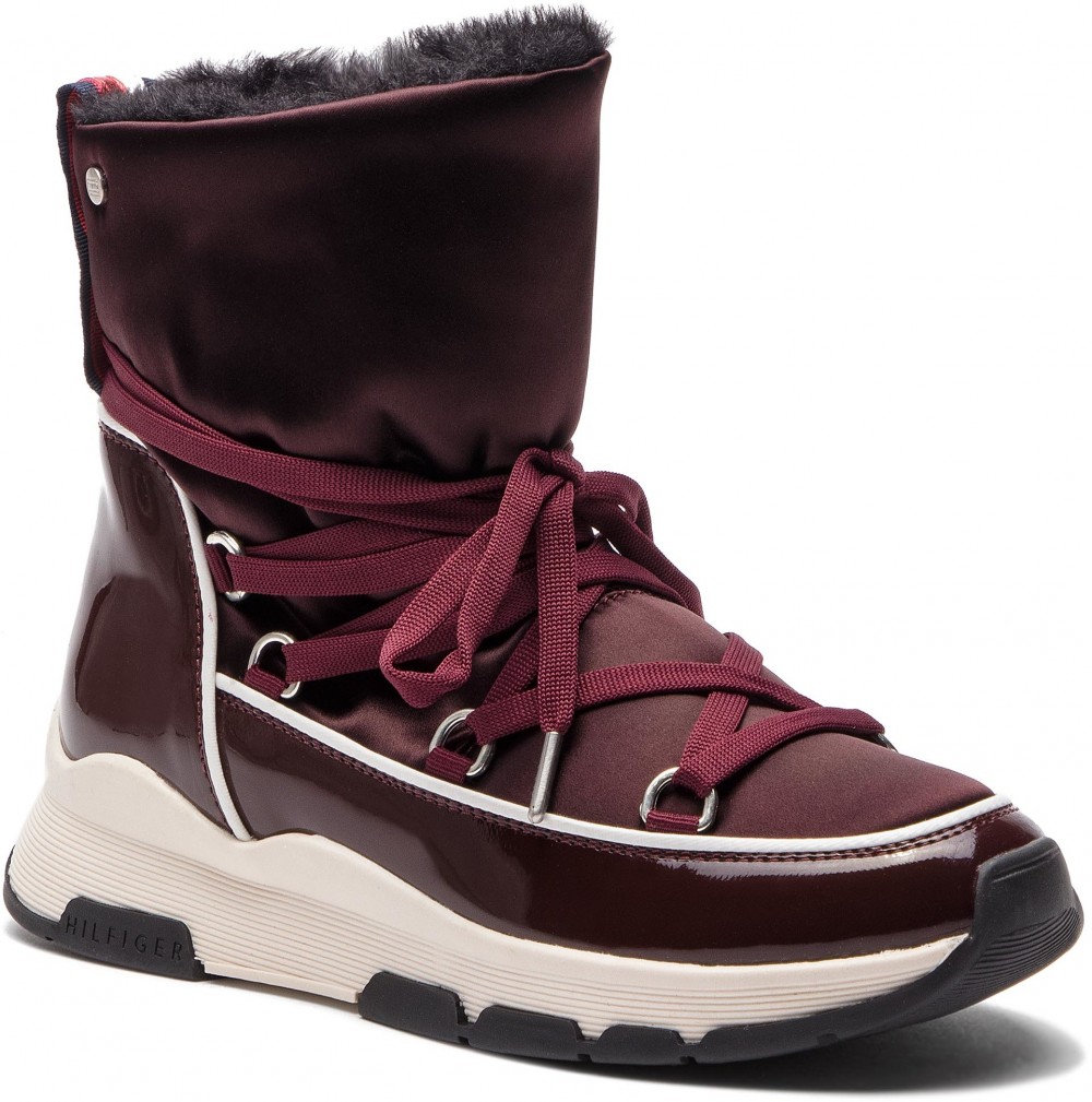 Cipő TOMMY HILFIGER - Cool Technical Satin Winter Boot FW0FW03697 Decadent Chocolate 296