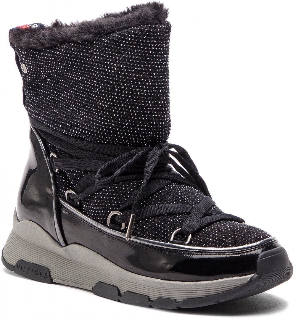 Magasított cipő TOMMY HILFIGER - Cool Glitter Winter Boot FW0FW03696 Black 990