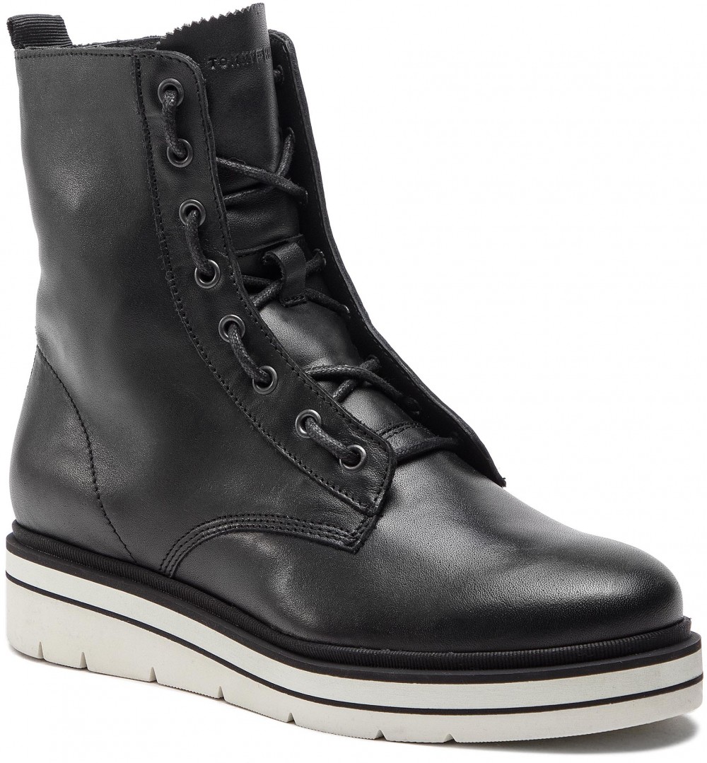 Magasított cipő TOMMY HILFIGER - Sporty Feminine Boot FW0FW03984 Black 990