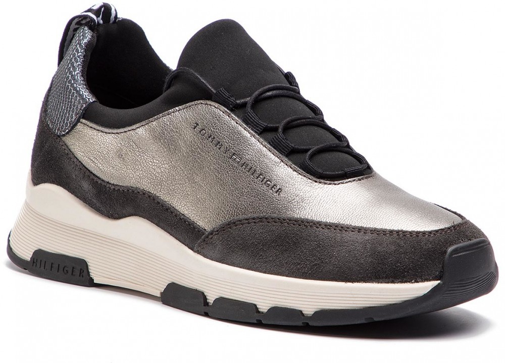 Sportcipő TOMMY HILFIGER - Cool Leather Debossed Sneaker FW0FW04028 Silver 000