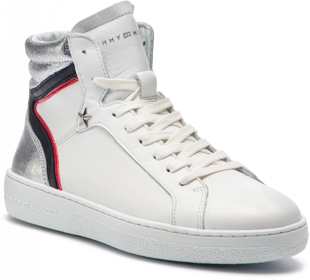 Sportcipő TOMMY HILFIGER - Mid Iconic Sneaker FW0FW03973 White 100