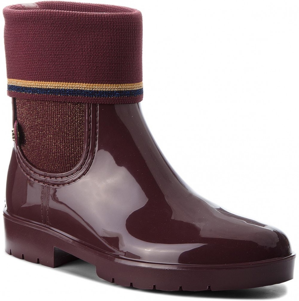 Gumicsizmák TOMMY HILFIGER - Knitted Sock Rain Bo FW0FW03565 Decadent Chocolate 296