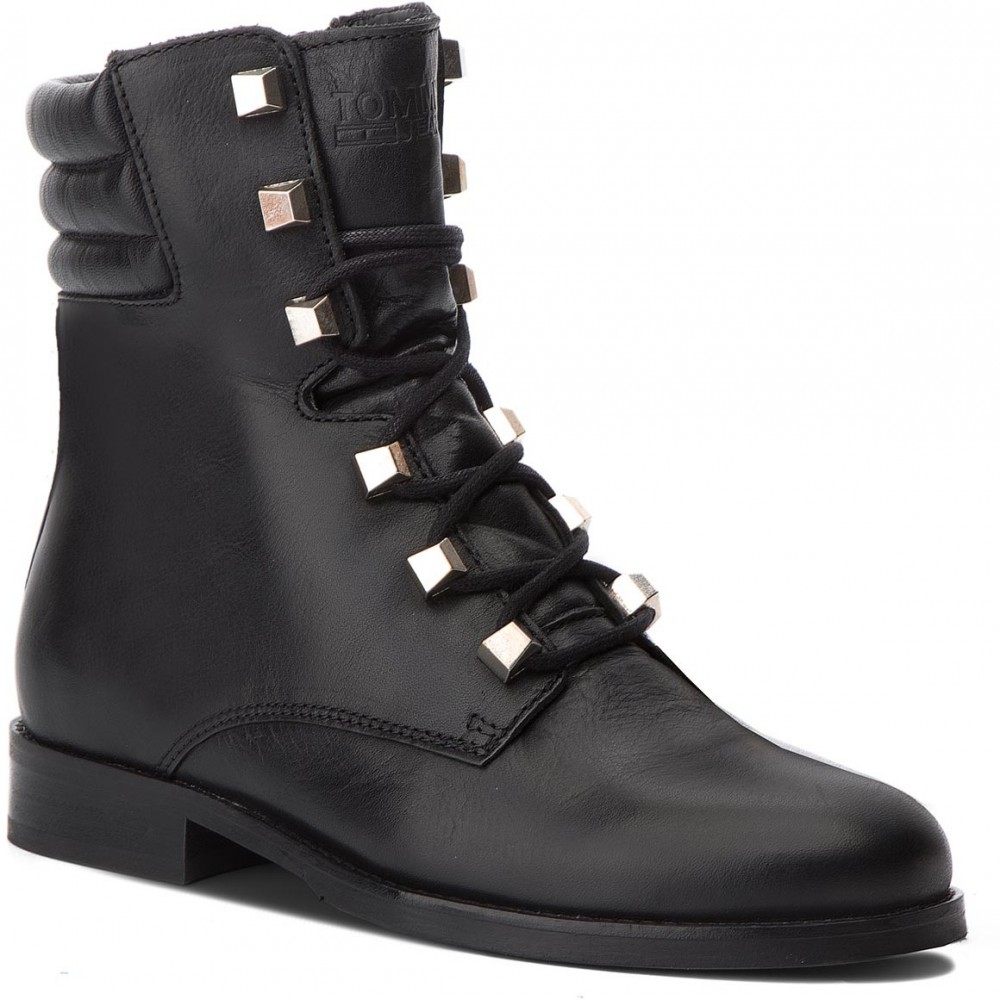 Magasított cipő TOMMY JEANS - Studs Classic Lace U EN0EN00333 Black 990