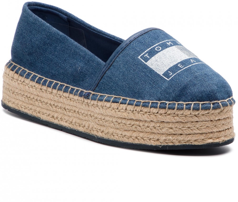 Espadrilles TOMMY JEANS - Stretch Denim Espadrille EN0EN00571 Denim 404