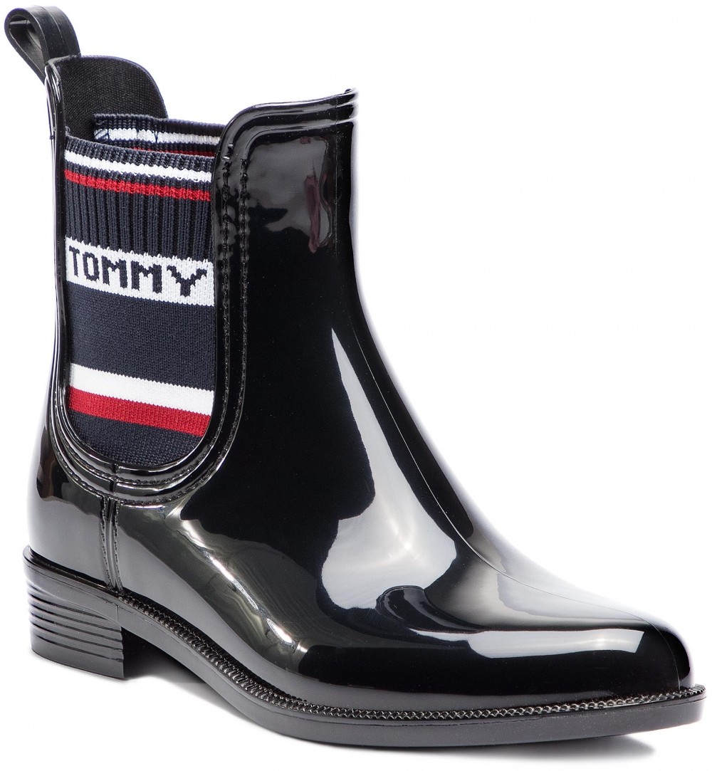 Gumicsizmák TOMMY HILFIGER - Tommy Elastic Rain Boot FW0FW03836 Black 990