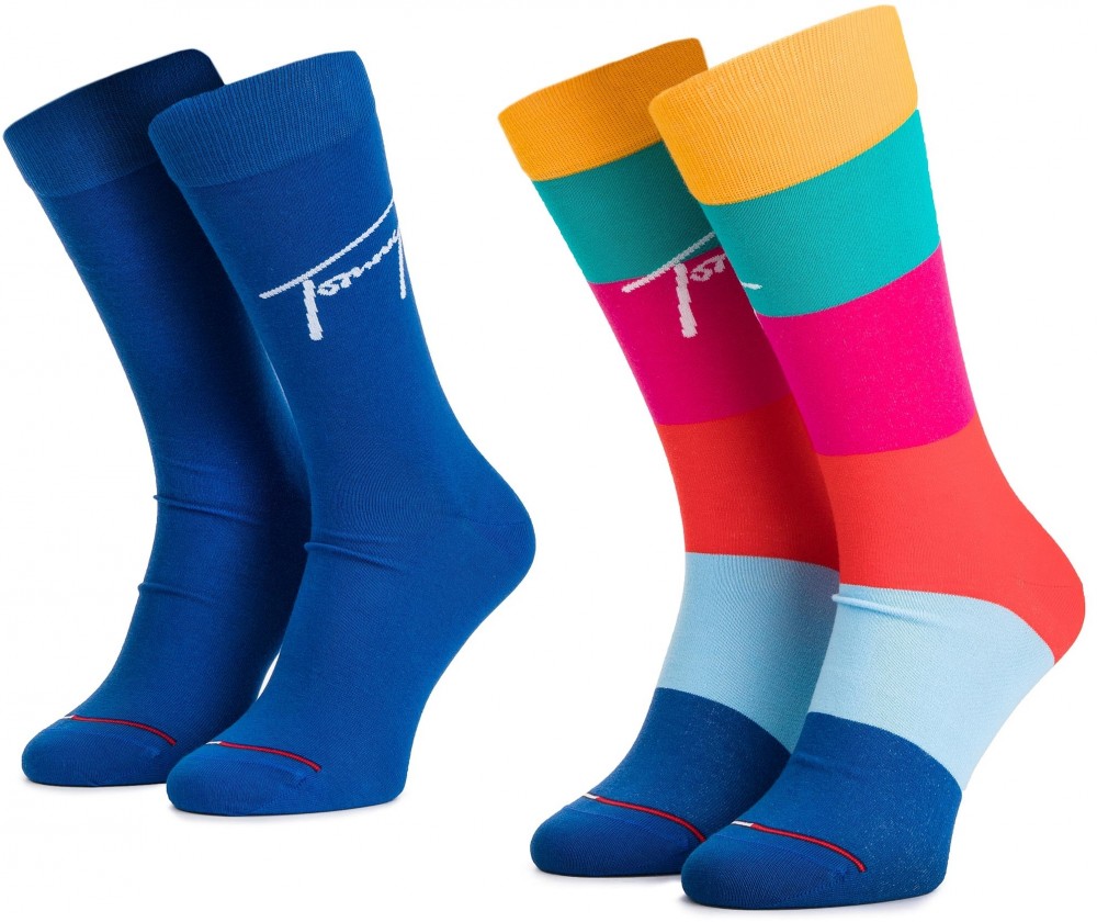 Két pár hosszú szárú unisex zokni TOMMY HILFIGER - 391003001 Mixed Colors 584