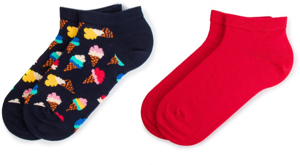 Két pár rövid unisex zokni HAPPY SOCKS - ICC02-6300 Piros Sötétkék