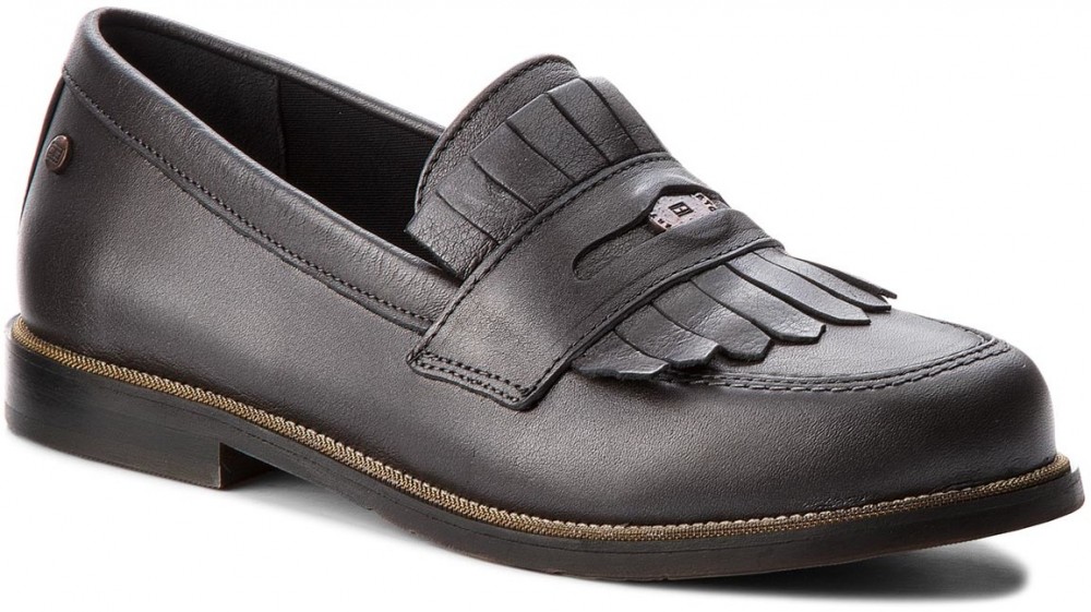 Félcipő TOMMY HILFIGER - Metallic Leather Penny Loafer FW0FW03402 Dark Silver 015