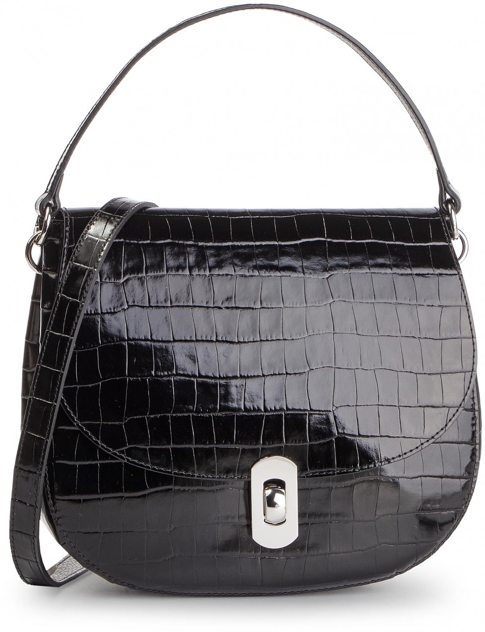 Táska COCCINELLE - DG4 Zaniah Croco E1 DG4 15 01 01 Noir 001